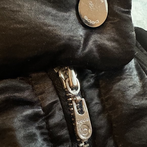 BEBE Long Black Satin Down Puffer Coat SIZE SM - Picture 8 of 10